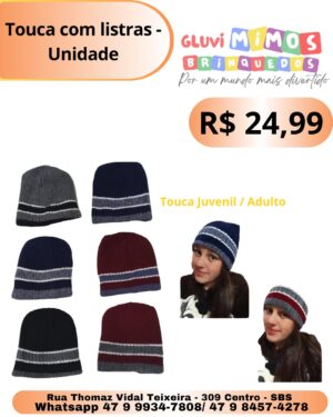 Touca Adulto Juvenil -  com listras Feminino - Masculino