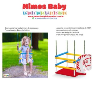 Balanço Cavalinho Em Madeira - Junges - Corda 1,65 M