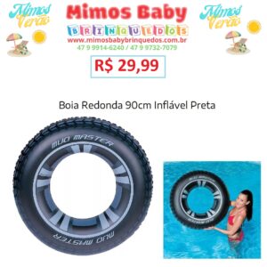 Boia Redonda 90cm Inflável Preta (imita Pneu) Mor