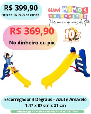 Escorregador 3 Degraus - BB Bolinhas- Azul e Amarelo