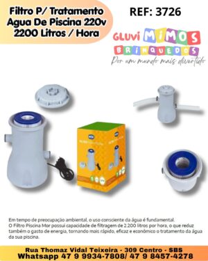 Filtro P/ Tratamento Agua De Piscina 220v 2200 Litros / Hora