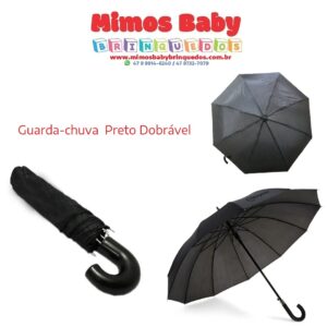 Guarda-chuva  Preto Dobrável Pequeno - Cabo Curvo
