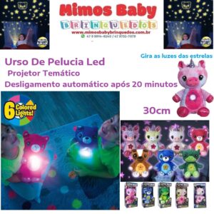 Urso de pelúcia projetor estelar musical som E luz