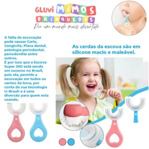 Escova 360 ° infantil de Silicone - Fácil escovação - Somente Rosa