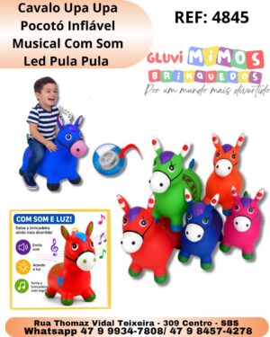 Cavalo Upa Upa Pocotó Inflável Musical Com Som Led Pula Pula