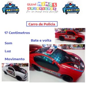 Carro de Policia Com Som e Luz / Movimento - Funciona á Pilha