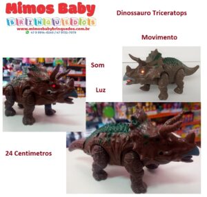 Dinossauro Triceratops - Som - Luz- Movimento - 24 centímetros