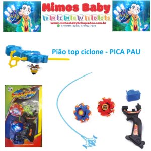 Brinquedo pião top ciclone   -  com 2 pião e lançador