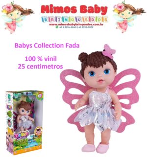 Boneca Babys Collection Fada Morena - 25 centímetros