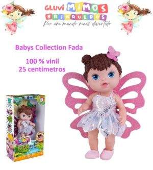 Boneca Babys Collection Fada Morena - 25 centímetros