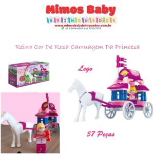 Blocos - Reino Cor De Rosa Carruagem Da Princesa 57 Peças