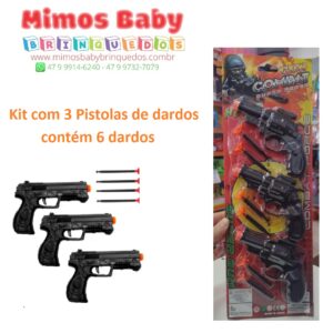 Kit Pistolinha com 3 e 6 dardos - 10 cm  x 9 cm