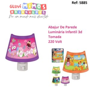 Abajur De Parede Luminária Infantil 3d Tomada 220 Volt