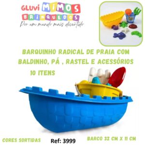 Barquinho Radical de Praia com Baldinho/ Pá / Rastel e Acessórios