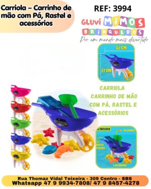 Carriola - Carrinho de mão com Pá, Rastel e acessórios