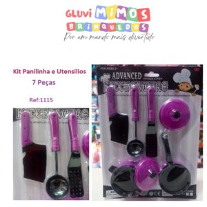 Kit Panelinha com Utensílios - Preto e Roxo-  Ref :1112 - 7 Peças