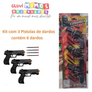 Kit Pistolinha com 3 e 6 dardos - 10 cm  x 9 cm
