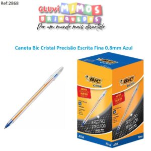 Caneta Bic Cristal Precisão Escrita Fina 0.8mm Azul