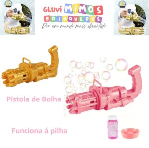 Pistola de Bolha  Funciona a Pilha - Rosa / Amarelo
