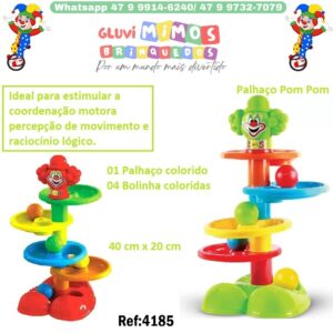 Palhaço Pom Pom -Maral - Brinquedo Didatico 40 cm x 20 cm