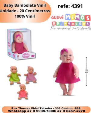 Baby Bambolete Vinil - Unidade - 20 Centímetros  - 100% Vinil