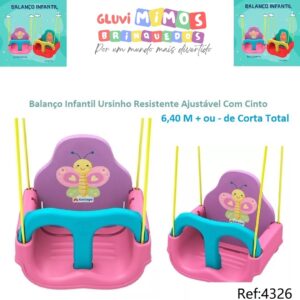 Balanço Infantil Borboletinha Trava Cordas Reforçado 6,40 M + ou - de Corta Total