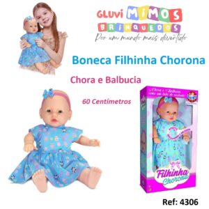 Boneca Filhinha Chorona Chora e Balbucia 60 Centímetros