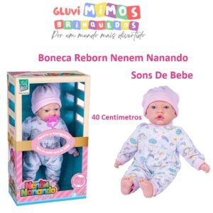 Boneca Nenem Nanando Sons De Bebe Super Toys - 40 Centímetros