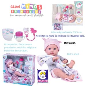 Boneca Reborn Bebê Love Born Neném Nanando - Abre e Fecha os Olhos - Cotiplás