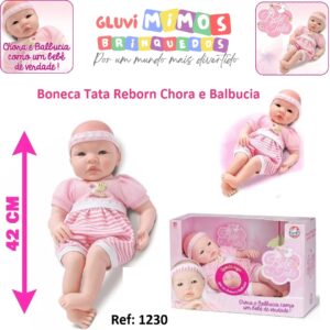 Boneca Tata Estilo Reborn Chora e Balbucia - Sid Nyl - 42 Centímetros