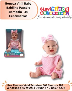 Boneca Vinil Baby Babilina Passeio Bambola - 34 Centímetros