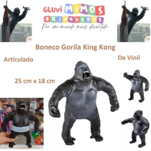Boneco Gorila King Kong Articulado De Vinil Db Play - 25 cm x 18 cm
