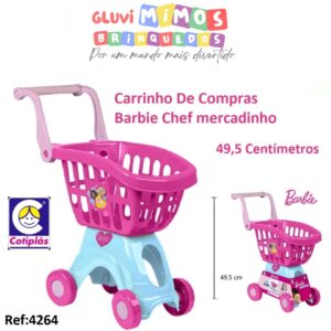 Carrinho De Compras Barbie Chef mercadinho- Cotiplás - 49,5 Centímetros