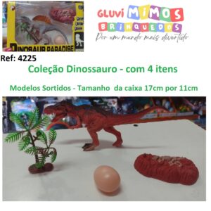Coleção Dinossauro - com 4 itens - Modelos Sortidos - Tam da caixa 17cm por 11cm