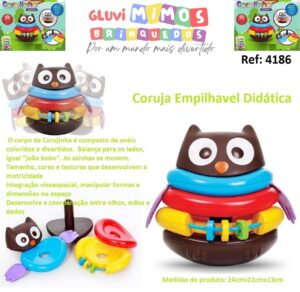Corujinha Coruja Empalhável Didática - Medidas do produto: 24cmx22cmx13cm