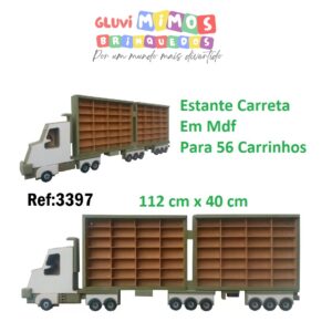 Estante Carreta Caminhão - Bitrem  Em Mdf Para 56 Carrinhos