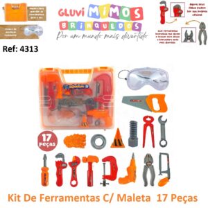Kit De Ferramentas Infantil C/ Maleta Brinquedo Menino 17 Peças