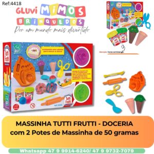 MASSINHA TUTTI FRUTTI - DOCERIA com 2 Potes de Massinha de 50 gramas