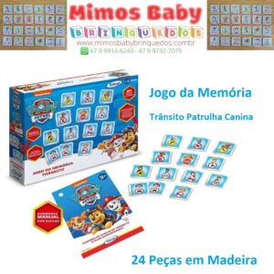 Jogo da Memória Trânsito Patrulha Canina  24 Peças - Madeira