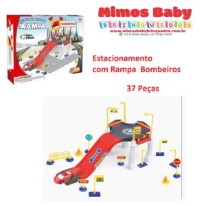 Estacionamento com Rampa Bombeiros Pais e Filhos - 37 Peças