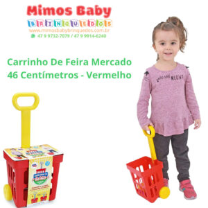 Carrinho De Feira Mercado 46 Centímetros - Vermelho
