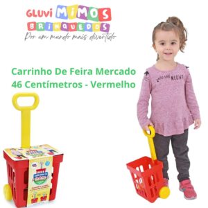 Carrinho De Feira Mercado 46 Centímetros - Vermelho