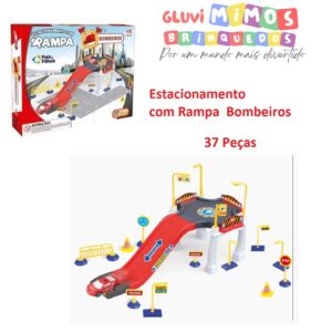 Estacionamento com Rampa Bombeiros Pais e Filhos - 37 Peças