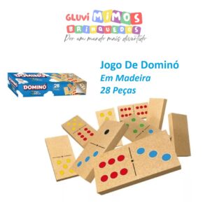 Jogo De Dominó Em Madeira 28 Peças Pais E Filhos