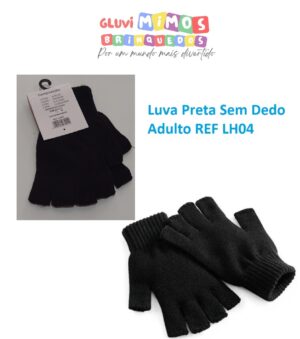 Luva Preta Sem Dedo Adulto REF LH04