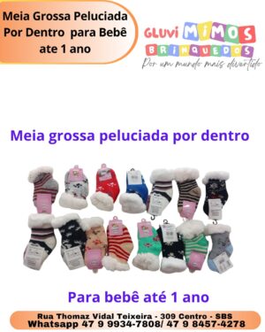 Meia Grossa Peluciada Por Dentro  para Bebê ate 1 ano