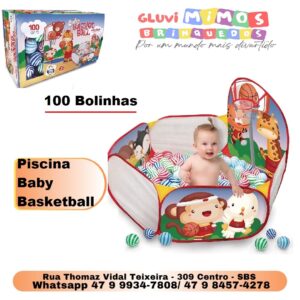 Piscina Baby Basketball 100 Bolinhas Pica Pau