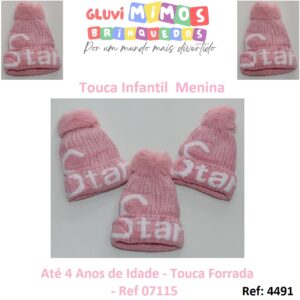 Touca Infantil  Menina Até 4 Anos de Idade - Touca Forrada - Ref 07115