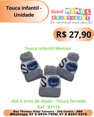 Touca Infantil  Menino Até 4 Anos de Idade - Touca Forrada - Ref 07115