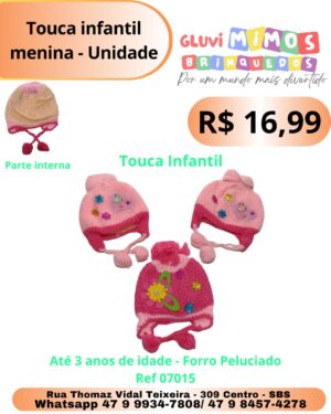 Touca infantil até 3 anos de idade -  Forro Peluciado  - Ref 07015